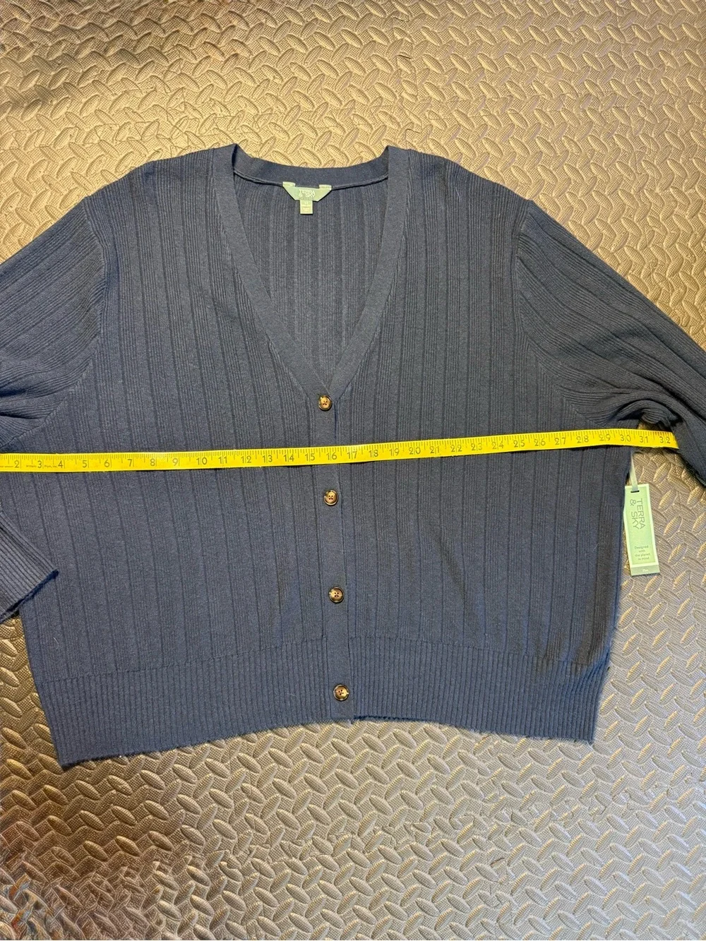 NWT Terra & Sky Plus Size 4X Ribbed Cardigan & Tank Twin Sweater Set Navy Blue